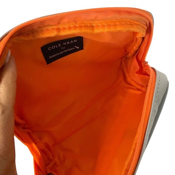 Cole Haan For American Airlines Gray & Orange Amenities Cosmetics Toiletry Bag - Picture 5 of 6